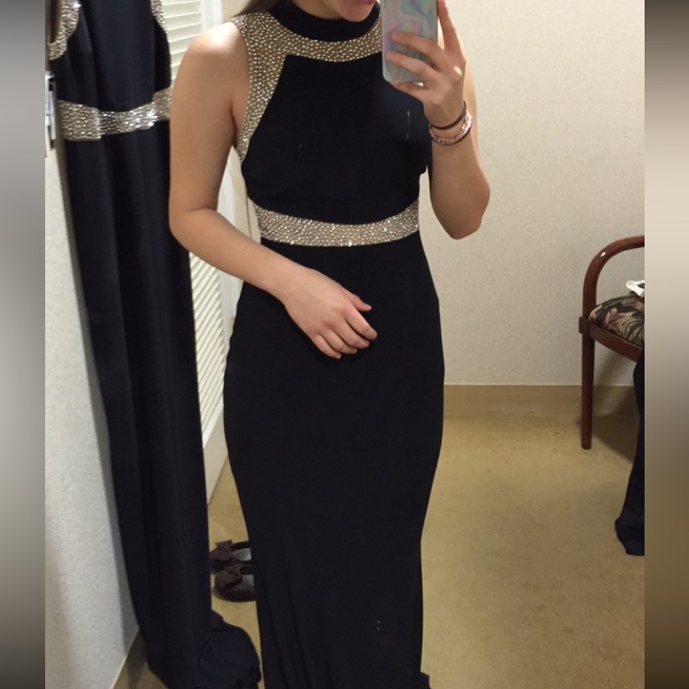 Elegant Black and Gold Women's Dress